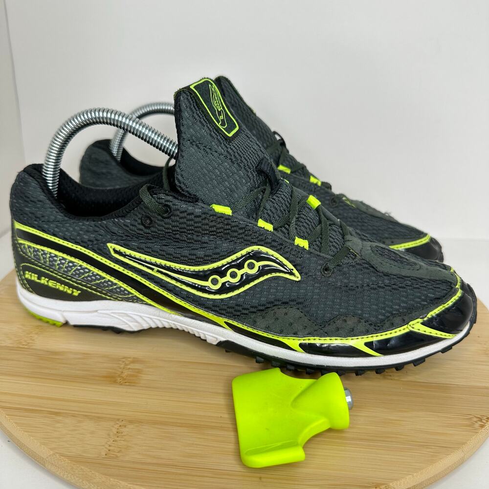 Saucony Kilkenny XC Spike Running Shoes Black Green Sneakers 20047 Mens Size 9.5